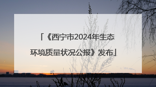 《西宁市2024年生态环境质量状况公报》发布