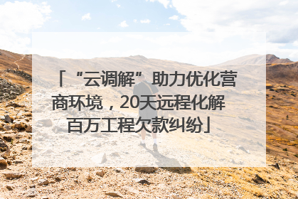 “云调解”助力优化营商环境，20天远程化解百万工程欠款纠纷