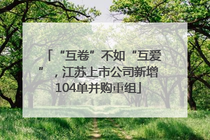 “互卷”不如“互爱”，江苏上市公司新增104单并购重组