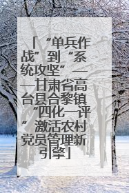 “单兵作战”到“系统攻坚”——甘肃省高台县合黎镇“四化一评”激活农村党员管理新引擎