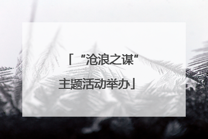 “沧浪之谋”主题活动举办