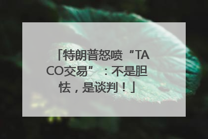 特朗普怒喷“TACO交易”：不是胆怯，是谈判！