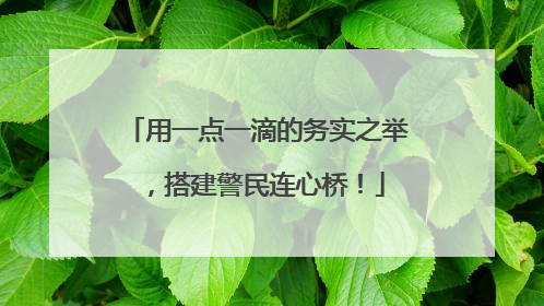 用一点一滴的务实之举，搭建警民连心桥！