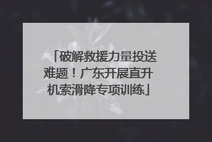 破解救援力量投送难题！广东开展直升机索滑降专项训练