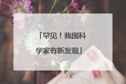 罕见！我国科学家有新发现