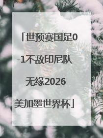 世预赛国足0-1不敌印尼队 无缘2026美加墨世界杯