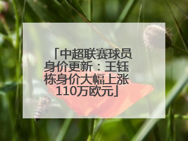 中超联赛球员身价更新：王钰栋身价大幅上涨110万欧元