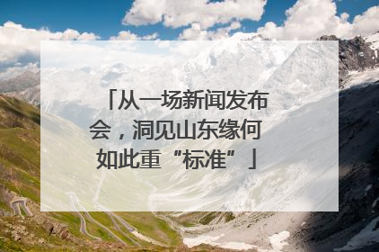 从一场新闻发布会，洞见山东缘何如此重“标准”