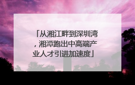 从湘江畔到深圳湾，湘潭跑出中高端产业人才引进加速度