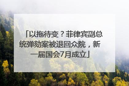 以拖待变？菲律宾副总统弹劾案被退回众院，新一届国会7月成立
