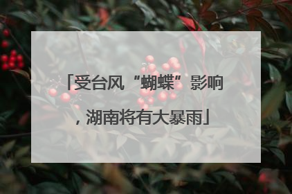 受台风“蝴蝶”影响，湖南将有大暴雨