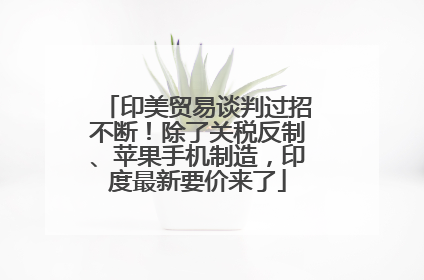 印美贸易谈判过招不断！除了关税反制、苹果手机制造，印度最新要价来了