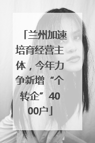 兰州加速培育经营主体，今年力争新增“个转企”4000户