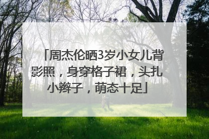 周杰伦晒3岁小女儿背影照，身穿格子裙，头扎小辫子，萌态十足