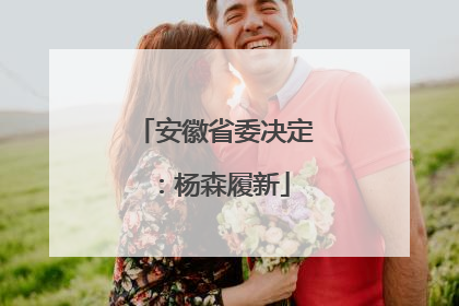 安徽省委决定：杨森履新