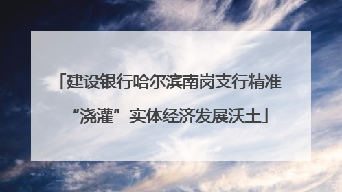 建设银行哈尔滨南岗支行精准“浇灌”实体经济发展沃土