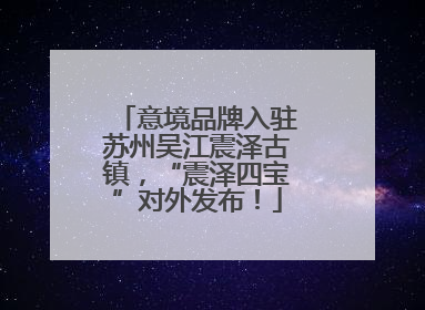 意境品牌入驻苏州吴江震泽古镇，“震泽四宝”对外发布！