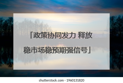政策协同发力 释放稳市场稳预期强信号