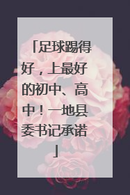 足球踢得好，上最好的初中、高中！一地县委书记承诺
